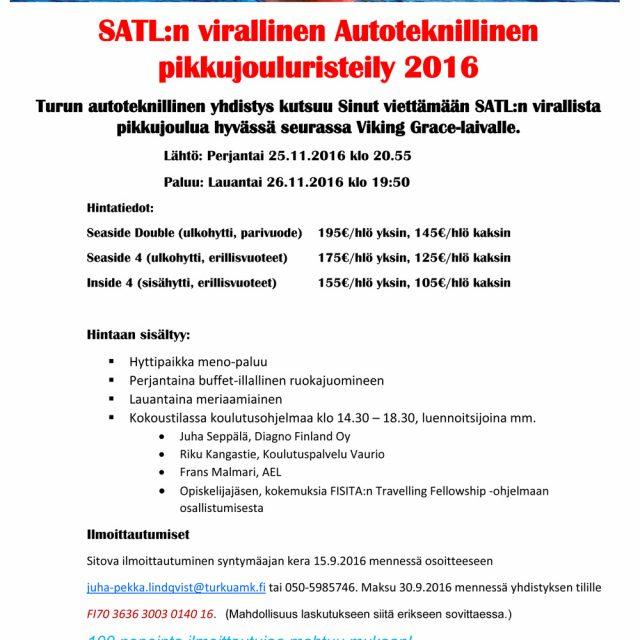 SATL:n Autoteknillisen pikkujouluristeilyn tarkempi ohjelma ja hinnat on julkistettu