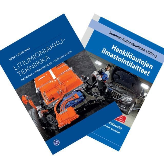 Litiumioniakkutekniikka ja Henkilöautojen ilmastointilaitteet -kirjat yhdessä edullisemmin