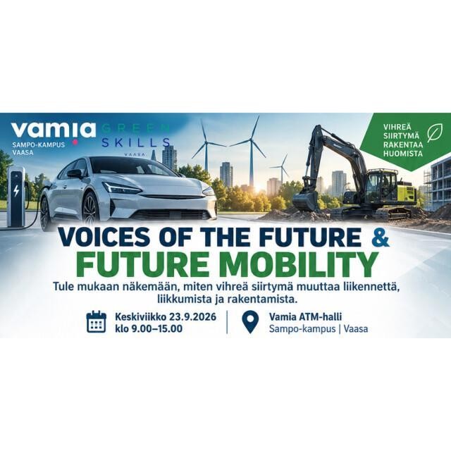 Maksuton Future Mobility -seminaari keskiviikkona 23.9.2026 joko etänä tai paikanpäällä Vaasassa.